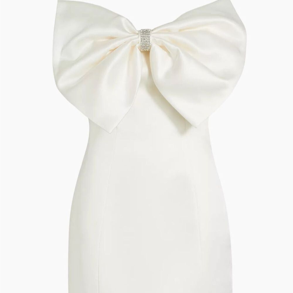 NWOT Bronx and Banco Evie Bow Satin Minidress Elegant white Mini Dress - Picture 8 of 15
